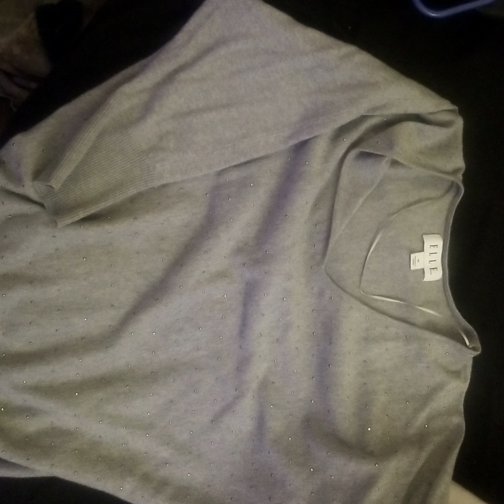 Elle size M 3/4 sleeve sweater  grey